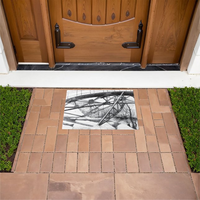 Ancient footbridge pencilart Monochrome Doormat (Outdoor)
