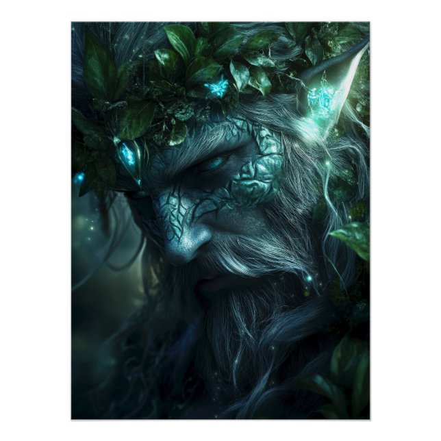Ancient Forest Guardian with Glowing Magic Poster (Front)