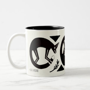 Ancient foxes  and flowers on cream mug