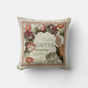 Ancient Garden Vintage Floral Tulip Rose Hellebore Cushion