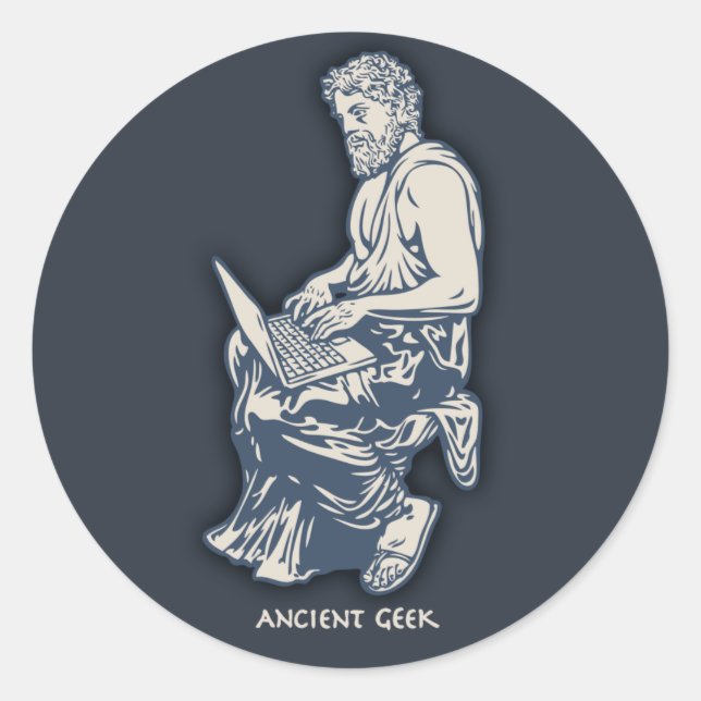 Ancient Geek Classic Round Sticker (Front)