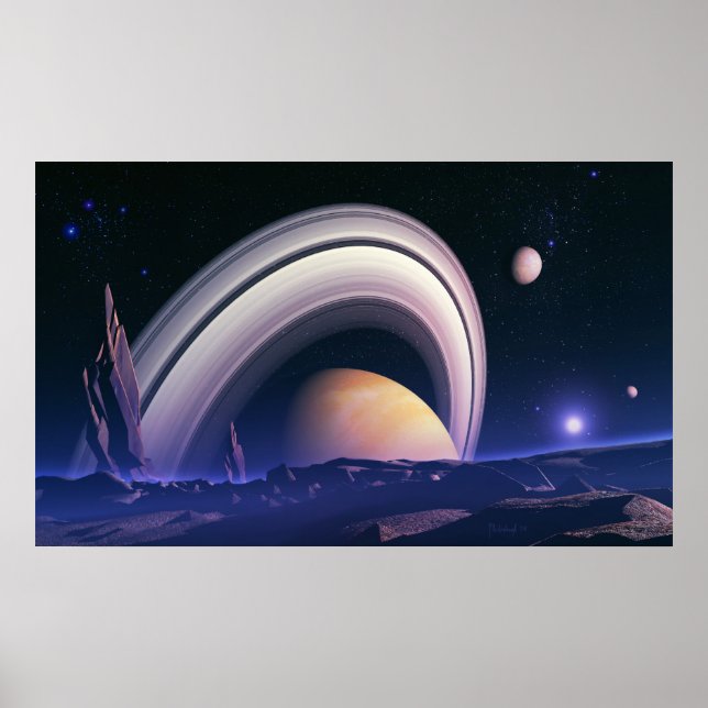 Ancient giants - space landscape poster (Front)