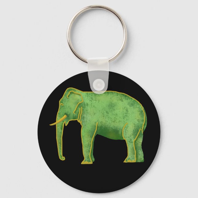 Ancient Gold and Jade Elephant Key Ring (Front)