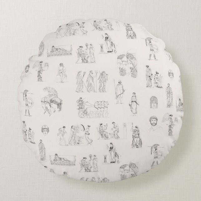 Ancient Greece Classical Greek History Pattern Round Cushion (Front)