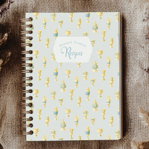Ancient Greece Dusty Blue White Vases Recipe Notebook