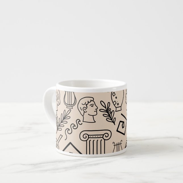 Ancient Greece Line Art Pattern Espresso Cup (Front Left)