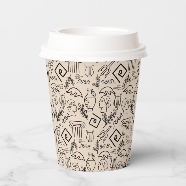 Ancient Greece Line Art Pattern Paper Cups (Back)