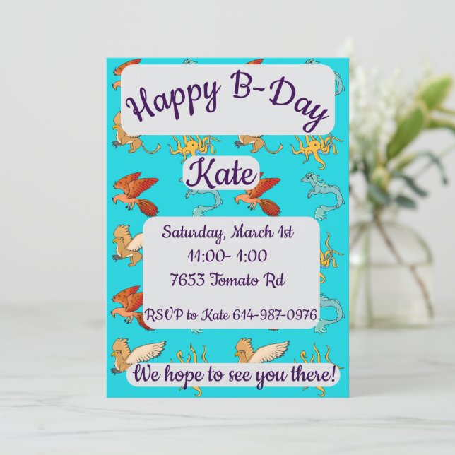Ancient Greece Mythology Happy Birthday Invitation (Standing Front)