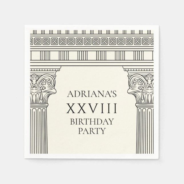 Ancient Greece or Rome Birthday with temple Napkin (Front)