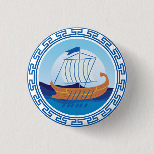 Ancient Greece Ship Design Button
