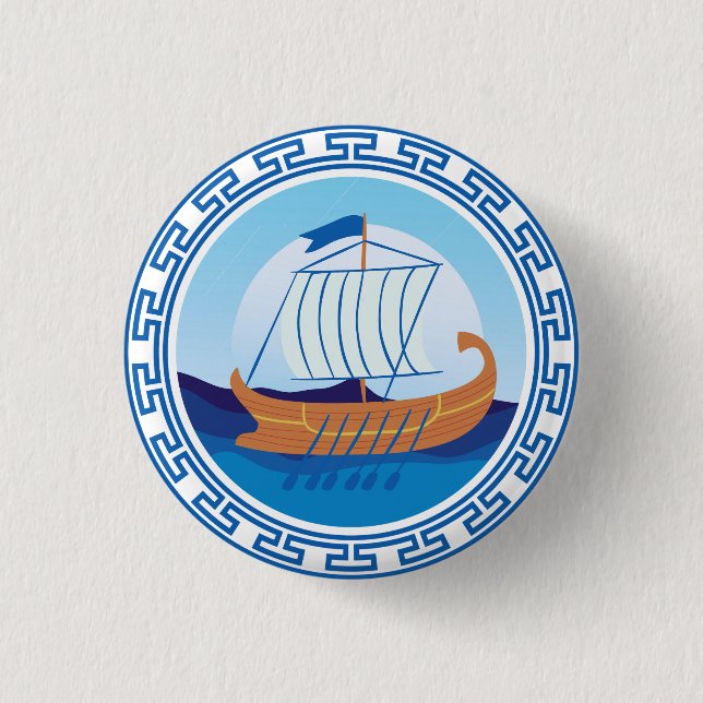 Ancient Greece Ship Design Button (Front)