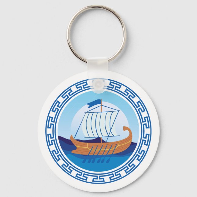 Ancient Greece Ship Design Keychain (Front)