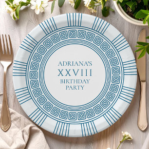 Ancient Greece themed birthday party in blue Paper Plate