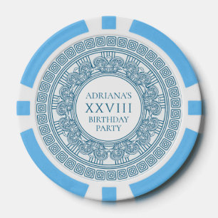 Ancient Greece themed party with blue pattern Poker Chips