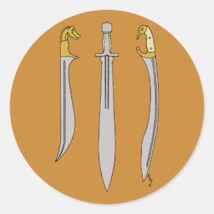 Ancient Greek Blades Classic Round Sticker