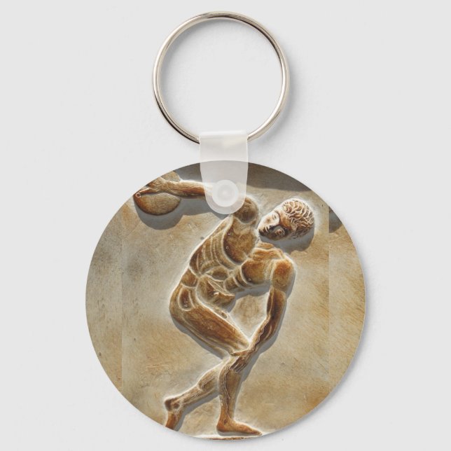 Ancient Greek Discus Thrower -  Discobolus Key Ring (Front)