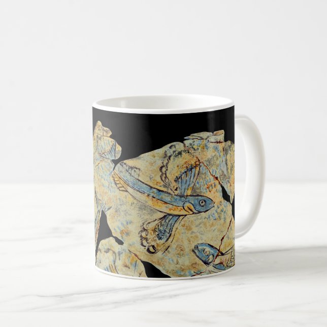 ancient greek fish painting fresco art mural resto coffee mug (Front Right)