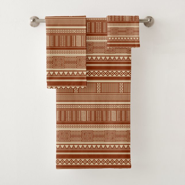 Ancient Greek geometric-style pattern Bath Towel Set (Insitu)