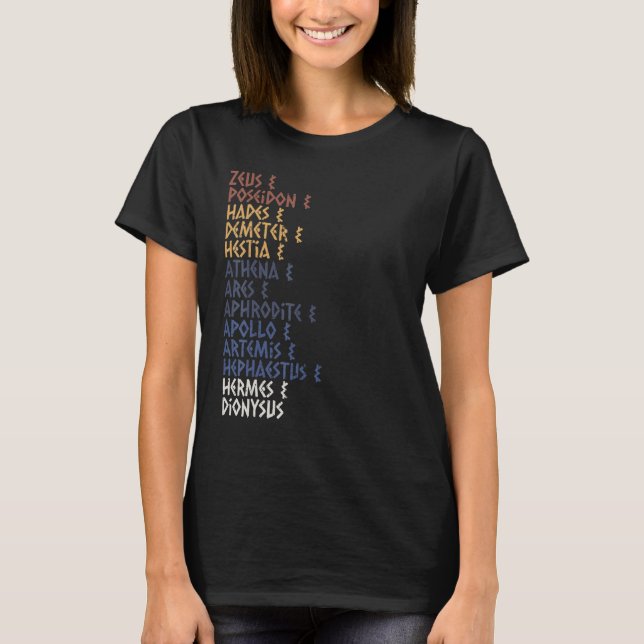 Ancient Greek God and Goddess Greek Mythology Myth T-Shirt (Front)