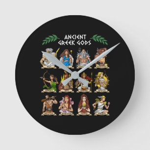 Ancient Greek Gods Round Clock