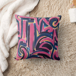 Ancient Greek Graffiti-Hand Painted Abstract Art Cushion