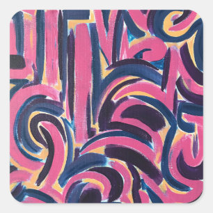 Ancient Greek Graffiti-Hand Painted Abstract Art Square Sticker