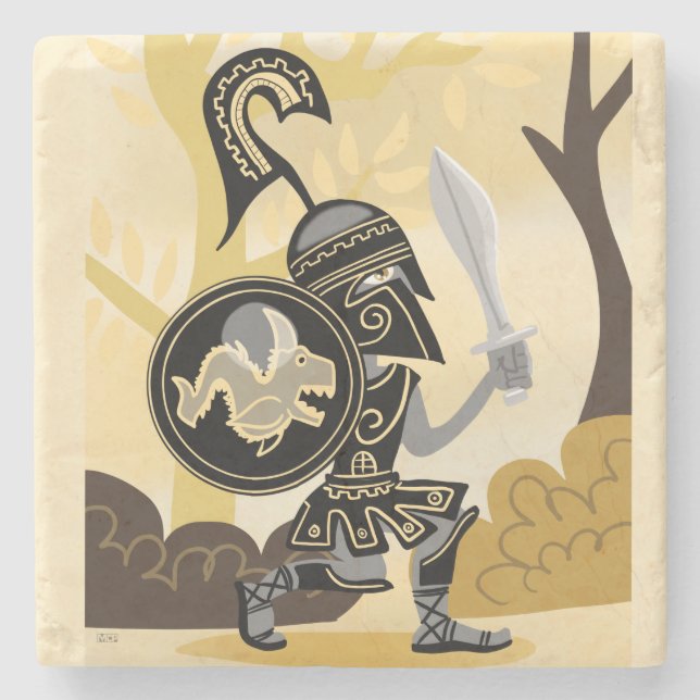 Ancient Greek Hoplite Stone Coaster (Front)