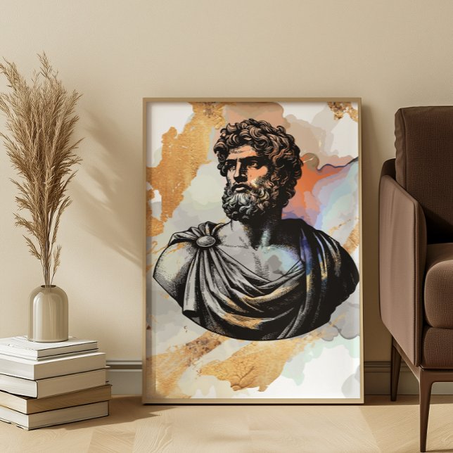 Ancient greek man portrait surrouded by goldmarble canvas print (Creator Uploaded)
