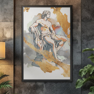 Ancient Greek man sitting surrounded by goldmarble Canvas Print