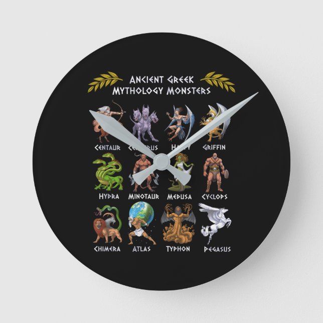 Ancient Greek Mythology Monsters Round Clock (Front)
