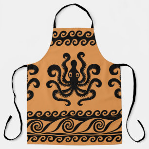 Ancient Greek octopus, wave pattern Apron