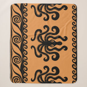 Ancient Greek octopus, wave pattern Sherpa Blanket