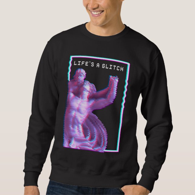 Ancient Greek Statue Aesthetic Vaporwave Glitch Sweatshirt (Front)
