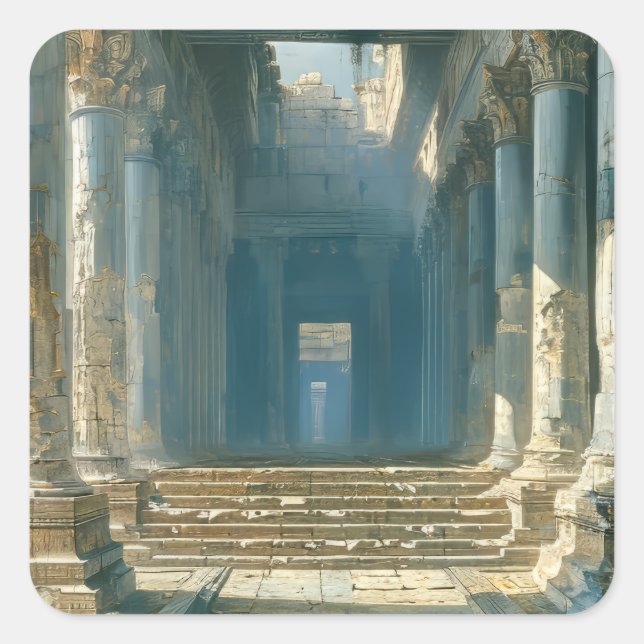 Ancient Greek Temple Ruins Square Sticker (Front)