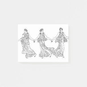 Ancient Greek Women Line Art Dancing Post-it Notes