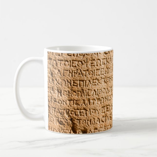 ancient Greek writing chiseled on stone Coffee Mug (Left)