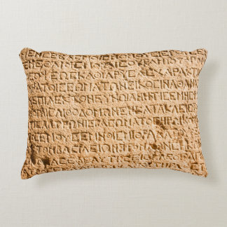 ancient Greek writing chiseled on stone Decorative Cushion