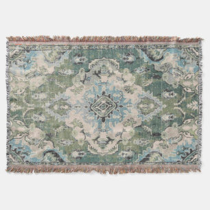 Ancient green carpet throw blanket