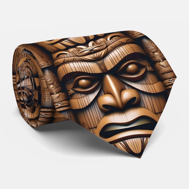 Ancient Guardians: Tiki Wood Art Tie (Rolled)