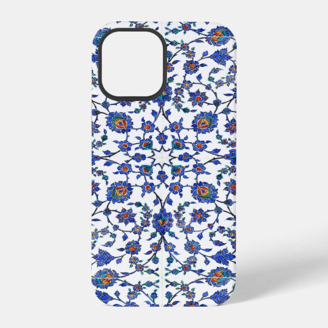 Ancient Handmade Turkish Floral Tiles Pattern iPhone Case (Back)