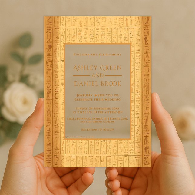 Ancient Hieroglyphic Motifs Egyptian Wedding Acrylic Invitations (Creator Uploaded)