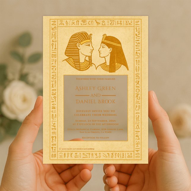 Ancient Hieroglyphs King & Queen Egyptian Wedding Acrylic Invitations (Creator Uploaded)