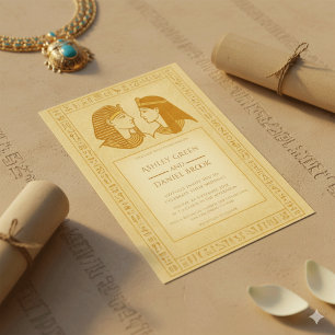 Ancient Hieroglyphs King & Queen Egyptian Wedding Invitation