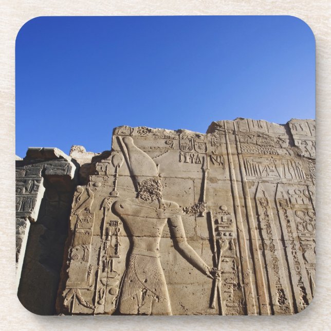 Ancient hieroglyphs on wall, Temple of Karnak, Coaster (Front)