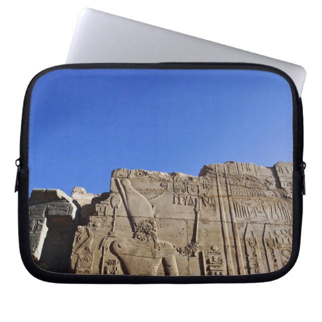 Ancient hieroglyphs on wall, Temple of Karnak, Laptop Sleeve (Front)