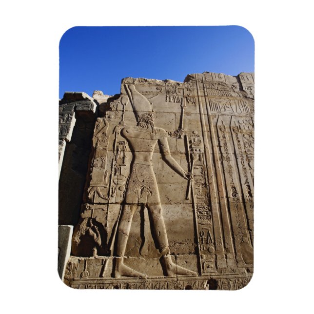 Ancient hieroglyphs on wall, Temple of Karnak, Magnet (Vertical)