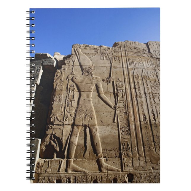 Ancient hieroglyphs on wall, Temple of Karnak, Spiral Notebook (Front)