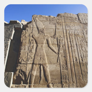 Ancient hieroglyphs on wall, Temple of Karnak, Square Sticker