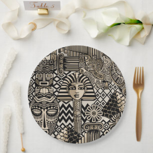 Ancient Historical Symbols Tattoo Style Paper Plate