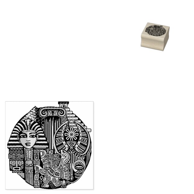 Ancient Historical Symbols Tattoo Style Rubber Stamp (Stamped)